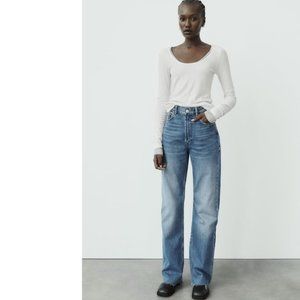 Zara High Rise Wide Leg Jean